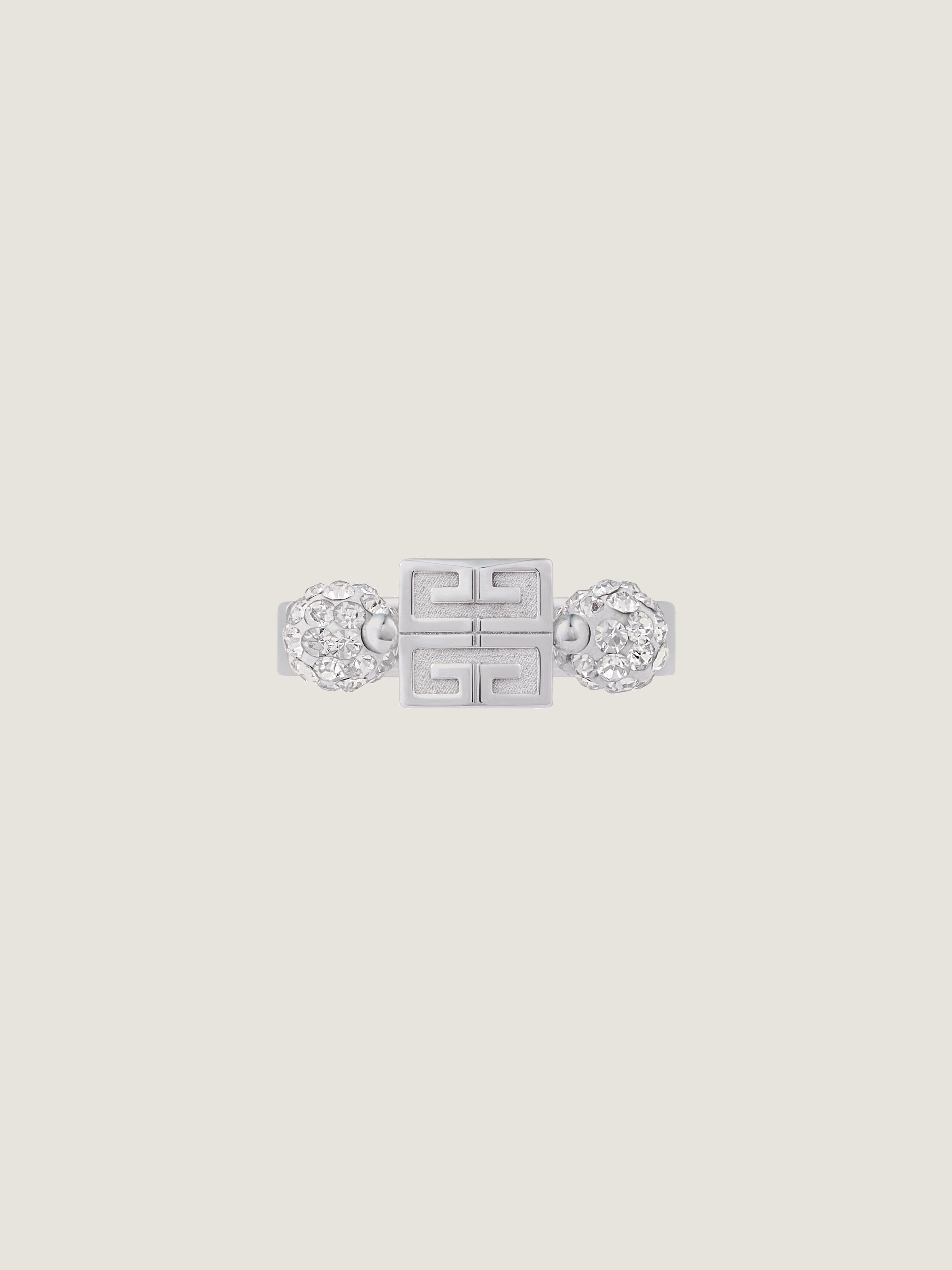 4G ring in metal with crystals
